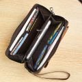 Men'S Wallet Long Fashion Soft PUPU Faux Leather Wallet Zipper Multi-Card Holder Youth Money Clip Phone Bag Large Capacity. 