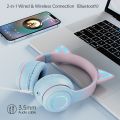 (New) BT029C RGB Dual Modes Cat Ear Wireless Bluetooth Headphone. 