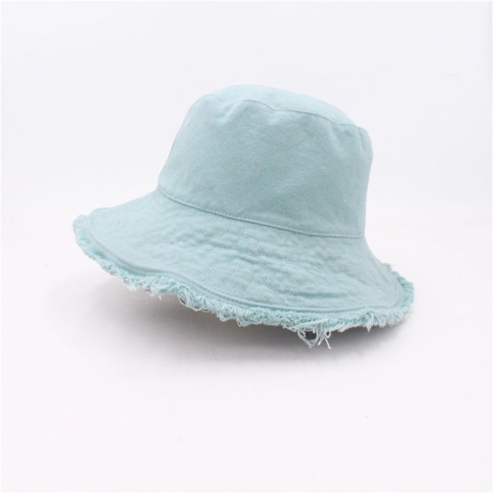 Wash Bucket Hat Women's Four Seasons Solid Outing Basin Hat Cotton 