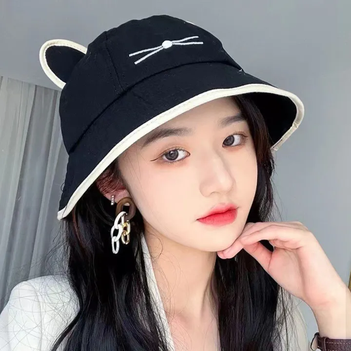 Korean%20Cute%20Cartoon%20Women%20Girls%20Bucket%20Hat%20Spring%20Summer%20Kawaii%20Beach%20Sun%20Visor%20Hats%20Wide%20Brim%20Solivd%20Cotton%20Panama%20Cap%20-%20Image%203