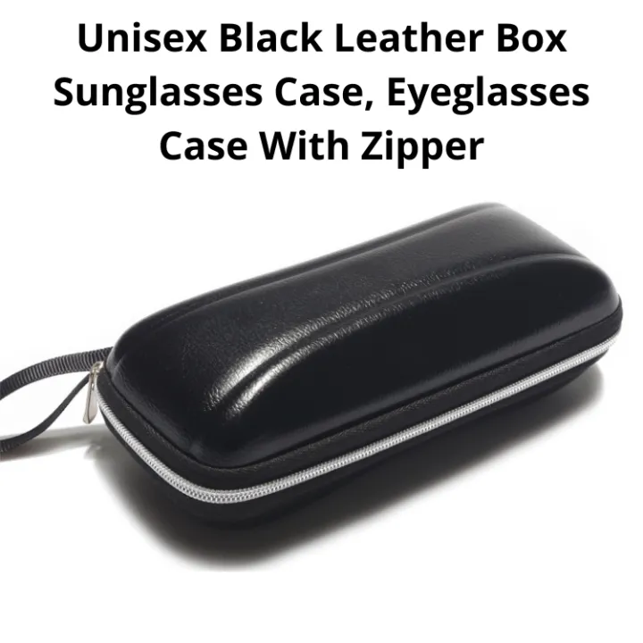 Sunglasses Case Sunglass Case Eyewear case Eyeglass case Sunglasses Case Glasses Case Eyewear Case Black Leather Box With Zipper Eyewear Case