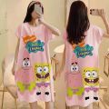 Net Red Pajamas ins Pink Leopard Nightdress Women's Summer Cartoon plus Size Maternity Short Sleeve Home Wear. 