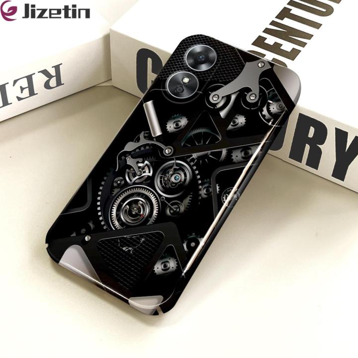 Jizetin for OPPO A17 / OPPO A17K Back Cover Mechanical Gear Luxury Slim Hard Crashproof Mobile Phone Case For Boys Girls