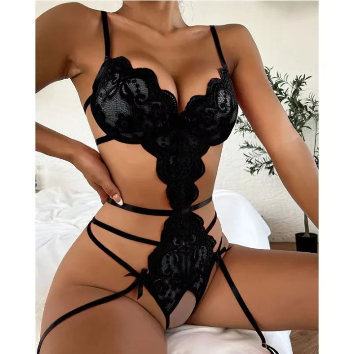 18+%20Hot%20Erotic%20Sexy%20Lingerie%20Set%20Women%20Push%20Up%20Bra%20Garter%20Set%20Lace%20Backless%20Straps%20Transparent%20Underwear%20Sets%20Plus%20Size%20Lenceria%20-%20Image%202