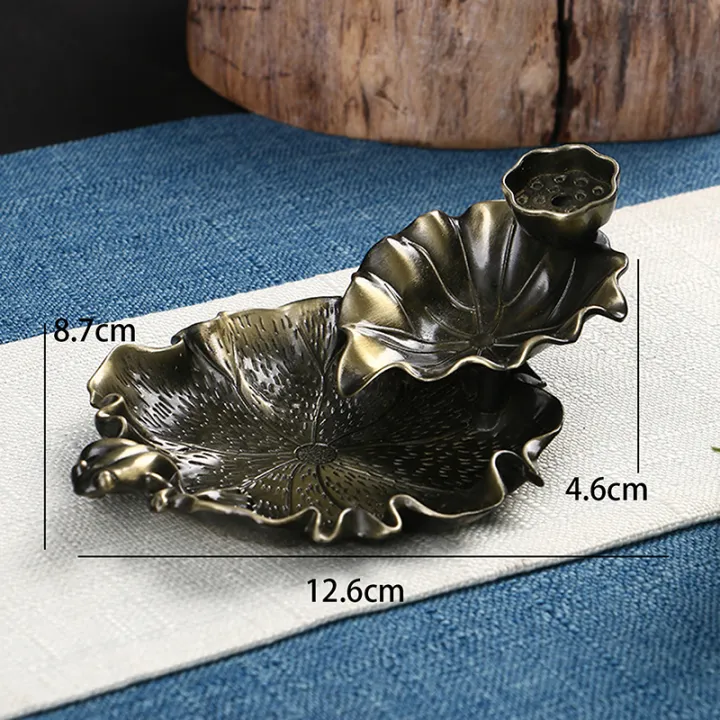 Vintage%20Cncopper%20Leaf%20ower%20Incense%20ace%20urner%20Fragrance%20older%20aflow%20Censer%20Smoke%20eflux%20andraft%20ecorations%20-%20Image%204
