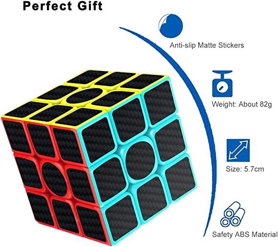Speed Rubik's Cube 3x3x3 Magic Carbon Fiber Sticker Smooth Cube, Enhanced Version Black