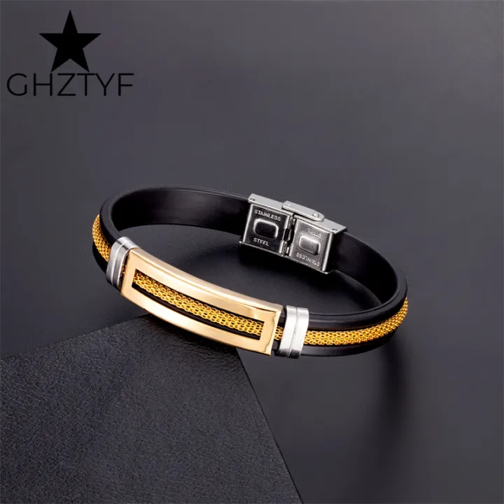 Golden%20Chain%20Stainless%20Steel%20Bracelets%20for%20Men%20Women%20Teens%20Black%20Rubber%20Belt%20Wristband%20Cuff%20Bangle%20Male%20Hand%20Jewelry%20Gifts%20-%20Image%202
