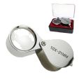 Magifier Lens 10x Triplet Loop With Velvet Storing Box - 12 Months Warranty. ( Gem and Jewelery Loupe Eye / Hand Magnifier Magnifying / Zooming Glass With Carry Case ). 