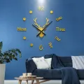 Large Acrylic 3D Wall Watch Clocks DIY Mirror Deer Head Stickers Art Decal Living Room Quartz Needle Europe Style Home Decor. 
