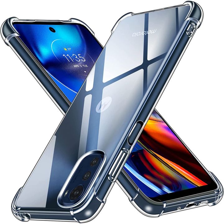 HGJTF Phone Case for Motorola Moto E32s (6.5) with 2 X Tempered Glass Protective Film, [Ultra-Thin Clear Soft TPU Bumper Shell] Shockproof Protective Case for Motorola Moto E32s - Clear