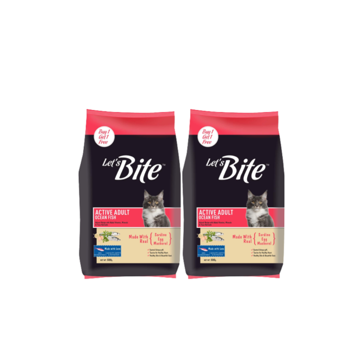 Let's Bite Active Adult(+1 Year) Dry Cat Food, Ocean Fish, 400g (2 PACKS)