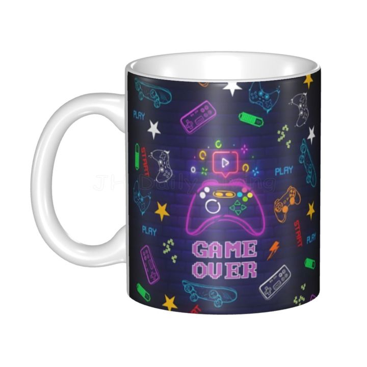 Joystick Game Print Coffee Mugs 11oz Gamer Controller Ceramic Cups Tea ...