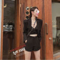 Black Shorts Women's Summer New Suit High Waist Wide Leg Pants Elegant Slimming Casual All-MatchingaHot Pants for Hot Girls. 