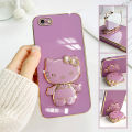 TA for iPhone 6 6S Back Cover Hello Kitty Mirror Folding Bracket Luxury 6D Plating Case Soft Silicone Square Phone Case for Girls. 