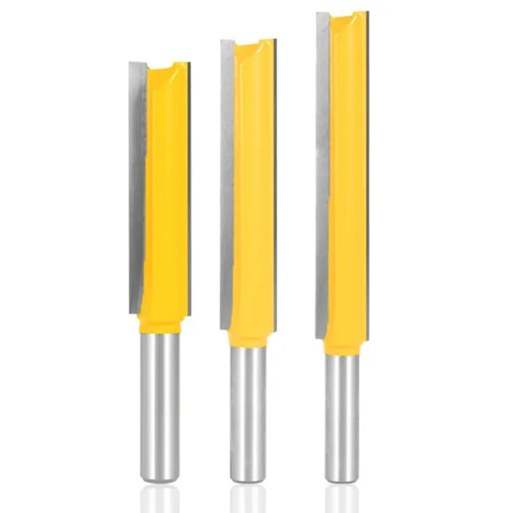 ARELENE 3Pc 8mm Shank Straight Router Bit 1/2 Inch Milling Cutting Diameter Edge Woodworking Trimming Cutter Knife