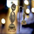 Dull gold earing Fashion Bollywood Traditional Indian Wedding Jumkaana jimikki Earrings with white pearl for women/girls. 