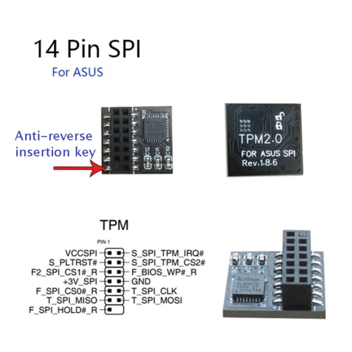 TPM%202.0%20Encryption%20Security%20Remote%20Card%2014%20Pin%20SPI%20TPM2.0%20Security%20for%20ASUS%20Motheoard%20-%20Image%203