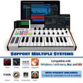 TUNAMINI 25 Keys USB MIDI Keyboard Controller 8 RGB Backlit DJ Pianos Trigger Colorful Pads. 