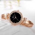 New Style Fashion Women's Watch Simple Half Bracelet Half Chain Gift Quartz Women's Watch with Diamond Scale All-Match Watch. 