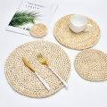Natural Corn Straw Woven Handmade Husk Rattan Placemats Cup Coaster Grass Mats Heat Resistant Kitchen Dining Table Accessories. 