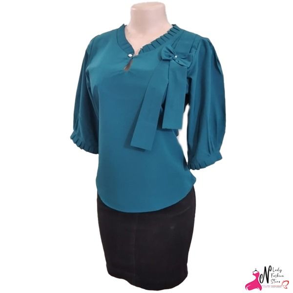 Round Neck Top With Long Sleeves Fashionable Office Wear Blouse