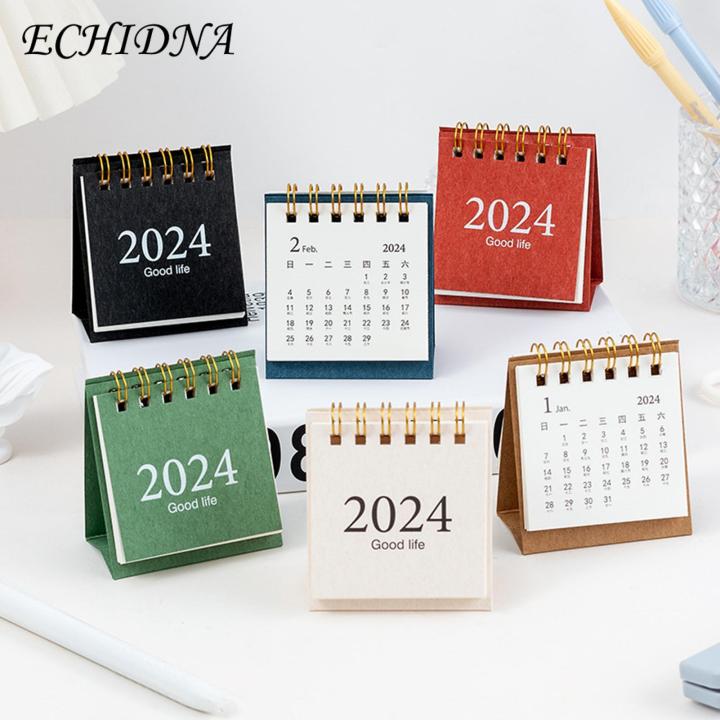 Desk Calendar 2024 2024 Mini Desk Calendar Simple Style Spiral Coil Planner for Events Logs Decor Office School Supplies Creative Coil Design Calendar