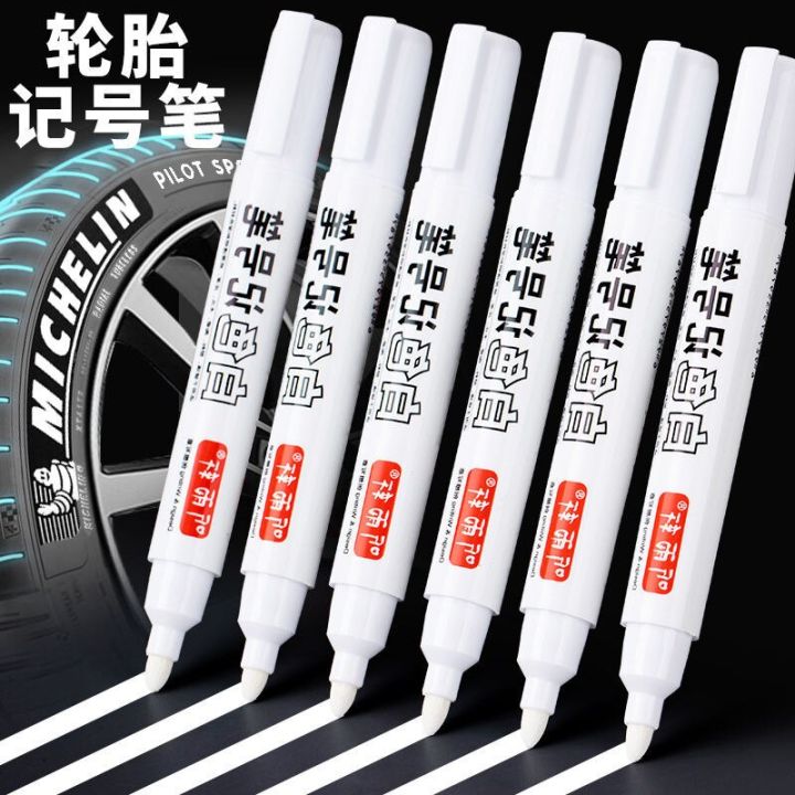 Car Tyre Wheel Metal Permanent White Paint Pen Paint Markers Waterproof Car Tyre Oil-Based Paint Pen Permanent Marker Pen for tyres - White