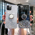 Casinglee for iPhone 13 Pro Max case Shiny Ring Glitter Soft Transparent Holder Stand Back cover with String for Apple iPhone 13 Pro Max cases cover Stars Moon Girls. 