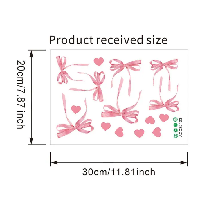 Cute%20Bow%20Fridge%20Stickers%20Boho%20Pink%20Wall%20Decorative%20Stickers%20Love%20Heart%20Bow%20Pvc%20for%20Dorm%20Room%20Bedroom%20Kids%20Girls%20Room%20-%20Image%206