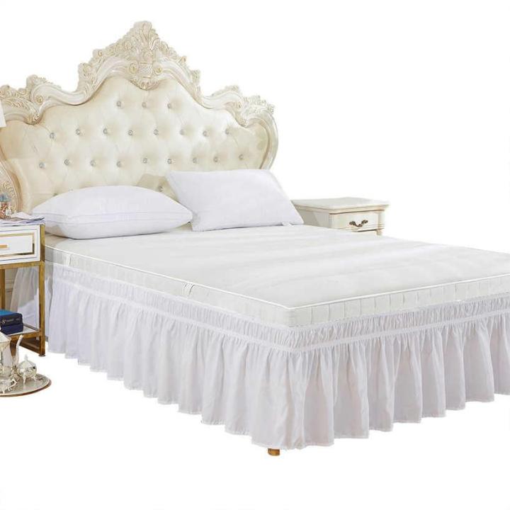 Elastic Polyester Bed Ruffle Skirt Easy Fit Spread Cover Valance Bedroom Home Comfortable Soft Breathable