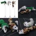 Pet Cat Kitten Teaser Fun Interactive Play Toy Pom Plush Mouse Dangle Spring Bell Colour Sucker Cats Scratching Playing Toys Elastic Wand Feather False Mice Pets Supplies. 