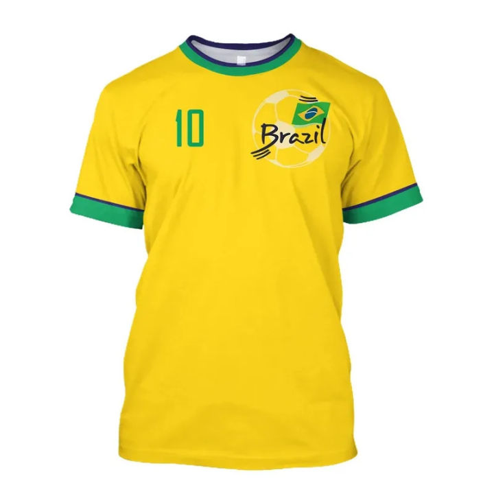 2025 New AdultBrazil Jersey Men's T-shirt O-Neck Oversized Short Sleeve Men's Clothing 3D Print Brazilian Flag Selection Football Team Shirt