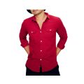 New Men's Double Pocket Long Sleeve Pure Linen Shirt. 