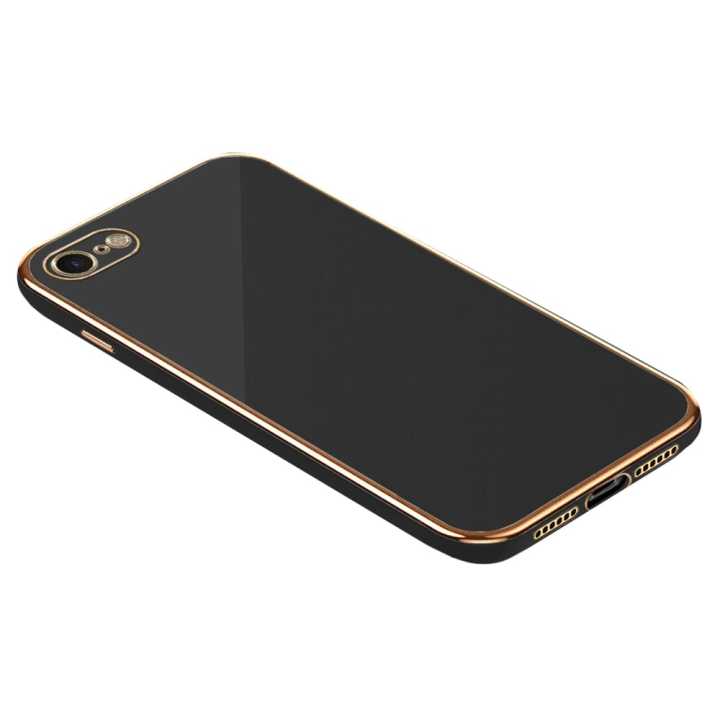 Hontinga Case for iPhone 7 8 SE 2020 SE 2022 Luxury 6D Plating Soft Back Cover Silicone Square Frame Shiny Bling Phone Cases