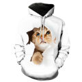 New Cute 3d Cat Hoodie Men's Women's Sweatshirt Harajuku Hooded Autumn Boys And Girls Animal White Streetwear Pullover. 