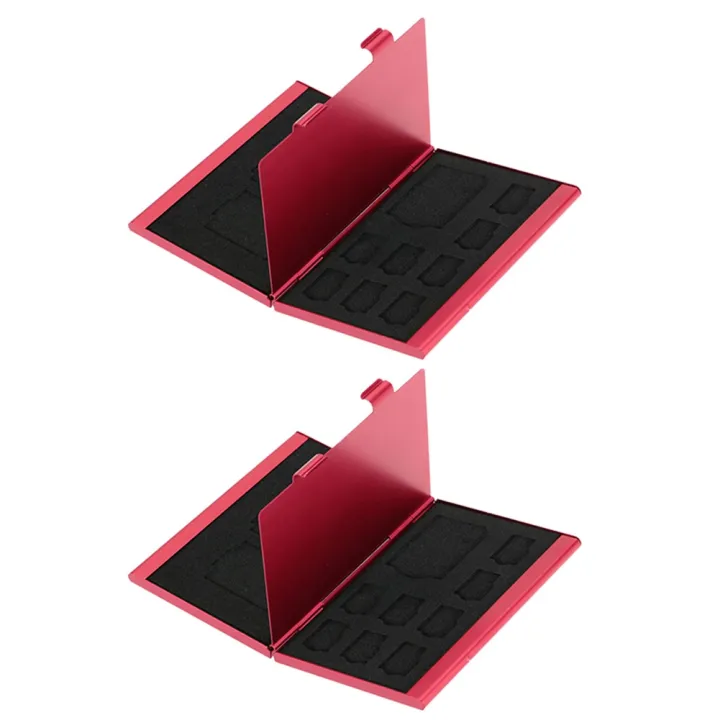 2X 12in 1 Aluminum Storage Box Bag Memory Card Case Holder Wallet for 4 x SD Micro-SD SDHC SDXC MMC 8 x TF SIM Card