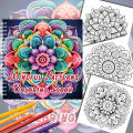 2pcs Art Coloring Book 24 Page Mandala Flowers Book SIMPLE BOLD Relieve Stress Kill Time Graffiti Painting Drawing. 