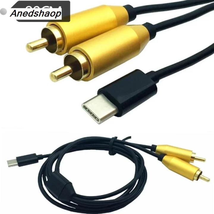 Anedshaop Type-C USB C to 2 Dual RCA Male Signal For Video AV Audio ...