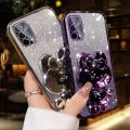 For OPPO A95 4G / OPPO F19 Back Cover with Cute Rabbit Makeup Mirror Stand Luxury Slim Gradient Plating Glitter Girls Phone Case Clear Soft Silicone Protective Cases Pouch. 
