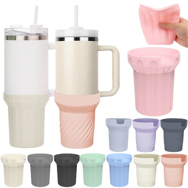 Cute 3D Bow Silicone Boot For Stanley Cup – Anti-Slip Bottom Protector With Straw Holder, Fits 40oz & 30oz Tumblers (Beige, Decorative & Functional) - View #11
