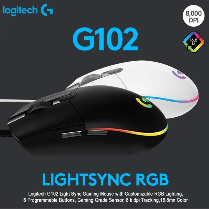 Logitech%20G102%20LIGHTSYNC%20Gaming%20Mouse%20with%20Customizable%20RGB%20Lighting,%206%20Programmable%20Buttons,%20Gaming%20Grade%20Sensor,%208K%20DPI%20Tracking,%20Lightweight%20-%20Black%20-%20Original%20-%20Image%204