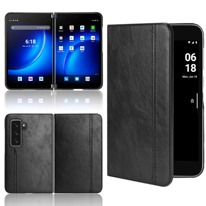 （stock available） For Microsoft Surface Duo 2 Sewing Cow Pattern Skin PC + PU + TPU Case