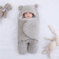 Teddy Bear Blanket Swaddle Newborn Baby Hooded Wrap Bag Newborn Sleep Warm Bag. 