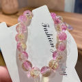 Women's Cracked Quartz Crystal Beaded Round Glass Beads Stretch Bracelet Bangle Bracelets Women Girl Charm Wrap Jewelry. 
