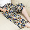 Cotton Silk Pajama Pants Women's Cropped Pants Summer and Autumn Thin Artificial Cotton Shorts Wide Leg Pants Loose Large Size Homewear Pants Can Be Worn outside. 