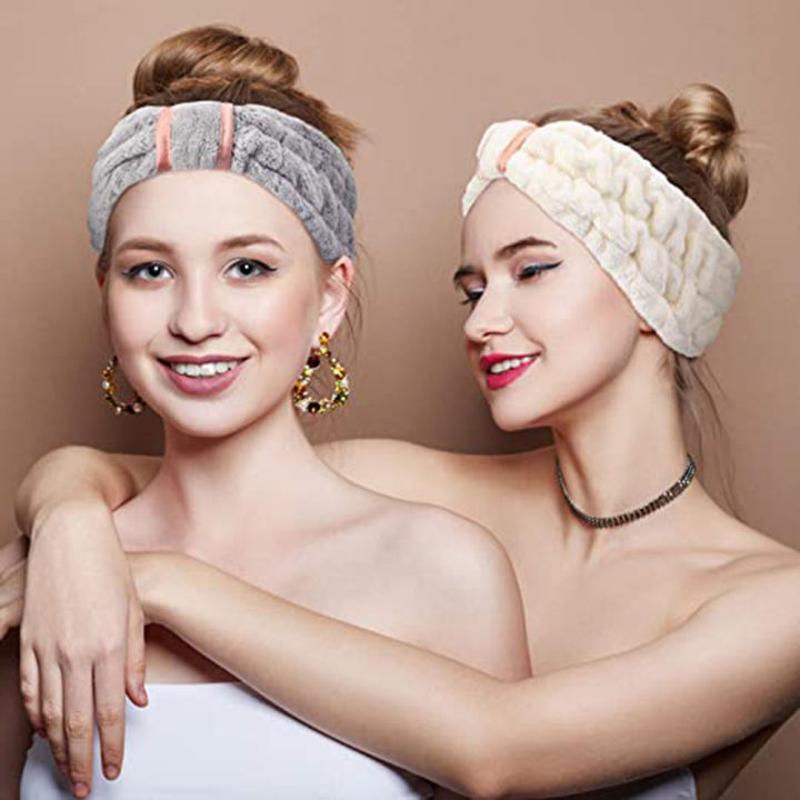 Headband Coral Fleece Hairband Soft And Cozy Coral Fleece Women/Girls Coral Fleece Hair Band Turban Soft Spa Facial Hairband for Spa Facial Care Haircare Makeup Application Sports And Fitness
