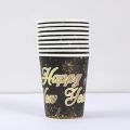 paper plates 2024 New Year Party Disposable Tableware Black Gold Paper Plates Napkins Cups Tablecloth New Year Party DecorationsParty Tableware. 