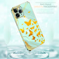 Hontinga for Redmi 7A Back Cover（Free Lanyard）Luxury 6D Plating Golden Butterfly Side Pattern Case Soft Silicone Square Mobile Cover. 