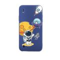 Jizetin for Samsung Galaxy A10 Case Side Design Phone Cover Moon Space Astronaut Cover Square Edge Pattern Liquid Silicone Trend Case. 