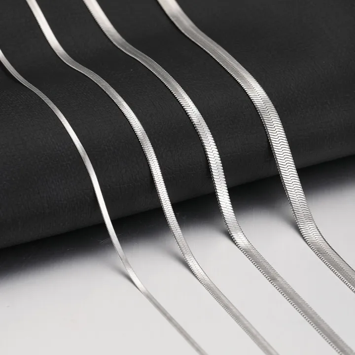 Stainless%20Steel%20Necklaces%20Hot%20Fashion%20Unisex%20Waterproof%20Filmy%20Snake%20Chain%20Herringbone%20Choker%20Men%20Necklace%20For%20Women%20Jewelry%20Gift%20-%20Image%204